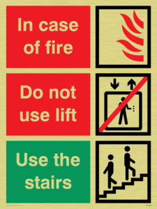 In case of fire/use stairs